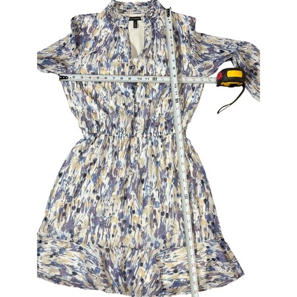 NEW White House Black Market Abstract Floral Dress Blouson Boho 6P White Purple - Picture 10 of 16